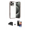 MARSİLYAN™- iPhone 15 Pro Max Kılıf Vadi Minimal - Siyah 3D Antistatik Mat Seramik Nano Ekran Koruyucu + Raze Metal Kamera Lens - GS