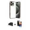MARSİLYAN™- iPhone 15 Pro Max Kılıf Vadi Minimal - Siyah 3D Antistatik Mat Seramik Nano Ekran Koruyucu + Raze Metal Kamera Lens - TMGI