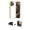 MARSİLYAN™- iPhone 15 Pro Max Kılıf Vadi Minimal - Siyah 3D Antistatik Mat Seramik Nano Ekran Koruyucu + Raze Metal Kamera Lens - GS