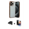 MARSİLYAN™- iPhone 15 Pro Max Kılıf Vadi Minimal - Siyah 3D Antistatik Mat Seramik Nano Ekran Koruyucu + Raze Metal Kamera Lens - GS