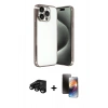 MARSİLYAN™- iPhone 15 Pro Max Kılıf Vadi Minimal - Siyah 3D Antistatik Mat Seramik Nano Ekran Koruyucu + Siyah Raze Metal Kamera Lens