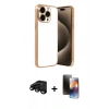 MARSİLYAN™- iPhone 15 Pro Max Kılıf Vadi Minimal - Siyah 3D Antistatik Mat Seramik Nano Ekran Koruyucu + Siyah Raze Metal Kamera Lens