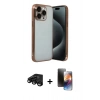 MARSİLYAN™- iPhone 15 Pro Max Kılıf Vadi Minimal - Siyah 3D Antistatik Mat Seramik Nano Ekran Koruyucu + Siyah Raze Metal Kamera Lens