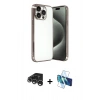 MARSİLYAN™- iPhone 15 Pro Max Kılıf Vadi Minimal - Siyah 3D Antistatik Seramik Nano Ekran Koruyucu + Raze Metal Kamera Lens - GS