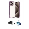MARSİLYAN™- iPhone 15 Pro Max Kılıf Vadi Minimal - Siyah 3D Antistatik Seramik Nano Ekran Koruyucu + Raze Metal Kamera Lens - GS