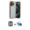 MARSİLYAN™- iPhone 15 Pro Max Kılıf Vadi Minimal - Siyah 3D Antistatik Seramik Nano Ekran Koruyucu + PVD Metal Kamera Lens - LT