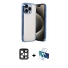 MARSİLYAN™- iPhone 15 Pro Max Kılıf Vadi Minimal - Siyah 3D Antistatik Seramik Nano Ekran Koruyucu + PVD Metal Kamera Lens - LT