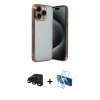 MARSİLYAN™- iPhone 15 Pro Max Kılıf Vadi Minimal - Siyah 3D Antistatik Seramik Nano Ekran Koruyucu + Raze Metal Kamera Lens - SH
