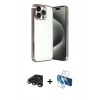 MARSİLYAN™- iPhone 15 Pro Max Kılıf Vadi Minimal - Siyah 3D Antistatik Seramik Nano Ekran Koruyucu + Raze Metal Kamera Lens - TMGI