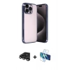 MARSİLYAN™- iPhone 15 Pro Max Kılıf Vadi Minimal - Siyah 3D Antistatik Seramik Nano Ekran Koruyucu + Raze Metal Kamera Lens - TMGI