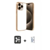MARSİLYAN™- iPhone 15 Pro Max Kılıf Vadi Minimal - Siyah Bilvis 0.18mm Plus Cam Ekran Koruyucu + PVD Metal Kamera Lens - GI