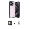 MARSİLYAN™- iPhone 15 Pro Max Kılıf Vadi Minimal - Siyah Bilvis 0.18mm Plus Cam Ekran Koruyucu + PVD Metal Kamera Lens - GI