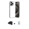 MARSİLYAN™- iPhone 15 Pro Max Kılıf Vadi Minimal - Siyah Bilvis 0.18mm Plus Cam Ekran Koruyucu + Raze Metal Kamera Lens - LT
