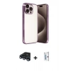 MARSİLYAN™- iPhone 15 Pro Max Kılıf Vadi Minimal - Siyah Bilvis 0.18mm Plus Cam Ekran Koruyucu + Raze Metal Kamera Lens - LT