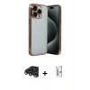 MARSİLYAN™- iPhone 15 Pro Max Kılıf Vadi Minimal - Siyah Bilvis 0.18mm Plus Cam Ekran Koruyucu + Raze Metal Kamera Lens - LT