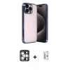 MARSİLYAN™- iPhone 15 Pro Max Kılıf Vadi Minimal - Siyah Bilvis 0.18mm Plus Cam Ekran Koruyucu + PVD Metal Kamera Lens - GS