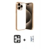 MARSİLYAN™- iPhone 15 Pro Max Kılıf Vadi Minimal - Siyah Bilvis 0.18mm Plus Cam Ekran Koruyucu + PVD Metal Kamera Lens - GS