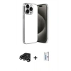 MARSİLYAN™- iPhone 15 Pro Max Kılıf Vadi Minimal - Siyah Bilvis 0.18mm Plus Cam Ekran Koruyucu + Raze Metal Kamera Lens - TMGI