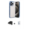 MARSİLYAN™- iPhone 15 Pro Max Kılıf Vadi Minimal - Siyah Bilvis 0.18mm Plus Cam Ekran Koruyucu + Raze Metal Kamera Lens - GS