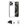 MARSİLYAN™- iPhone 15 Pro Max Kılıf Vadi Minimal - Siyah Bilvis 0.18mm Plus Cam Ekran Koruyucu + Raze Metal Kamera Lens - GS