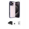 MARSİLYAN™- iPhone 15 Pro Max Kılıf Vadi Minimal - Siyah Bilvis 0.18mm Plus Cam Ekran Koruyucu + Raze Metal Kamera Lens - GS