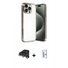 MARSİLYAN™- iPhone 15 Pro Max Kılıf Vadi Minimal - Siyah Bilvis 0.18mm Plus Cam Ekran Koruyucu + Raze Metal Kamera Lens - GS