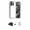 MARSİLYAN™- iPhone 15 Pro Max Kılıf Vadi Minimal - Siyah Bilvis 0.18mm Plus Cam Ekran Koruyucu + Raze Metal Kamera Lens - TMGI