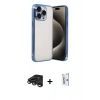 MARSİLYAN™- iPhone 15 Pro Max Kılıf Vadi Minimal - Siyah Bilvis 0.18mm Plus Cam Ekran Koruyucu + Raze Metal Kamera Lens - TMGI