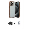MARSİLYAN™- iPhone 15 Pro Max Kılıf Vadi Minimal - Siyah Bilvis 0.18mm Plus Cam Ekran Koruyucu + Raze Metal Kamera Lens - TMGI