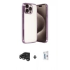 MARSİLYAN™- iPhone 15 Pro Max Kılıf Vadi Minimal - Siyah Bilvis 0.18mm Plus Cam Ekran Koruyucu + Raze Metal Kamera Lens - TMGI