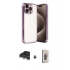 MARSİLYAN™- iPhone 15 Pro Max Kılıf Vadi Minimal - Siyah Bilvis 3D Cam Ekran Koruyucu + Raze Metal Kamera Lens - GS