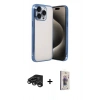 MARSİLYAN™- iPhone 15 Pro Max Kılıf Vadi Minimal - Siyah Bilvis 3D Cam Ekran Koruyucu + Raze Metal Kamera Lens - TMGI