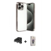 MARSİLYAN™- iPhone 15 Pro Max Kılıf Vadi Minimal - Siyah Bilvis 3D Cam Ekran Koruyucu + Raze Metal Kamera Lens - GS