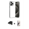 MARSİLYAN™- iPhone 15 Pro Max Kılıf Vadi Minimal - Siyah Bilvis 3D Mat Cam Ekran Koruyucu + Raze Metal Kamera Lens - GS
