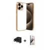 MARSİLYAN™- iPhone 15 Pro Max Kılıf Vadi Minimal - Siyah Bilvis 3D Mat Cam Ekran Koruyucu + Raze Metal Kamera Lens - SH