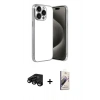 MARSİLYAN™- iPhone 15 Pro Max Kılıf Vadi Minimal - Siyah Bilvis 3D Mat Cam Ekran Koruyucu + Raze Metal Kamera Lens - SH