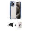 MARSİLYAN™- iPhone 15 Pro Max Kılıf Vadi Minimal - Siyah Bilvis 3D Mat Cam Ekran Koruyucu + Raze Metal Kamera Lens - SH