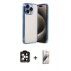 MARSİLYAN™- iPhone 15 Pro Max Kılıf Vadi Minimal - Siyah Bilvis 3D Mat Cam Ekran Koruyucu + Turuncu PVD Metal Kamera Lens