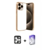 MARSİLYAN™- iPhone 15 Pro Max Kılıf Vadi Minimal - Siyah Bilvis 5in1 3D Magic Cam Ekran Koruyucu + PVD Metal Kamera Lens - GS