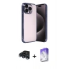 MARSİLYAN™- iPhone 15 Pro Max Kılıf Vadi Minimal - Siyah Bilvis 5in1 3D Magic Cam Ekran Koruyucu + Lacivert Raze Metal Kamera Lens