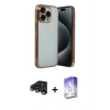 MARSİLYAN™- iPhone 15 Pro Max Kılıf Vadi Minimal - Siyah Bilvis 5in1 3D Magic Cam Ekran Koruyucu + Lacivert Raze Metal Kamera Lens