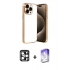 MARSİLYAN™- iPhone 15 Pro Max Kılıf Vadi Minimal - Siyah Bilvis 5in1 3D Magic Cam Ekran Koruyucu + PVD Metal Kamera Lens - LT