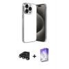 MARSİLYAN™- iPhone 15 Pro Max Kılıf Vadi Minimal - Siyah Bilvis 5in1 3D Magic Cam Ekran Koruyucu + Raze Metal Kamera Lens - TMGI