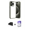 MARSİLYAN™- iPhone 15 Pro Max Kılıf Vadi Minimal - Siyah Bilvis 5in1 3D Magic Cam Ekran Koruyucu + Raze Metal Kamera Lens - SH