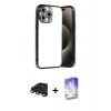 MARSİLYAN™- iPhone 15 Pro Max Kılıf Vadi Minimal - Siyah Bilvis 5in1 3D Magic Cam Ekran Koruyucu + Raze Metal Kamera Lens - TMGI