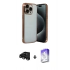 MARSİLYAN™- iPhone 15 Pro Max Kılıf Vadi Minimal - Siyah Bilvis 5in1 3D Magic Cam Ekran Koruyucu + Raze Metal Kamera Lens - SH