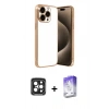 MARSİLYAN™- iPhone 15 Pro Max Kılıf Vadi Minimal - Siyah Bilvis 5in1 3D Magic Cam Ekran Koruyucu + PVD Metal Kamera Lens - SH