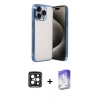 MARSİLYAN™- iPhone 15 Pro Max Kılıf Vadi Minimal - Siyah Bilvis 5in1 3D Magic Cam Ekran Koruyucu + PVD Metal Kamera Lens - SH