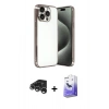MARSİLYAN™- iPhone 15 Pro Max Kılıf Vadi Minimal - Siyah Bilvis 5in1 5D Magic Hayalet Cam Ekran Koruyucu + Raze Metal Kamera Lens - GS
