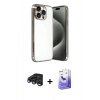 MARSİLYAN™- iPhone 15 Pro Max Kılıf Vadi Minimal - Siyah Bilvis 5in1 5D Magic Hayalet Cam Ekran Koruyucu + Raze Metal Kamera Lens - LT